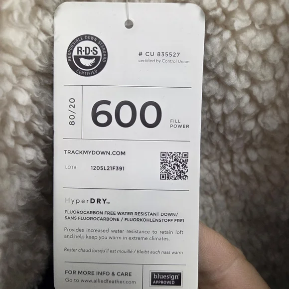 Lands End Kids Galaxy Down Filled Blue Winter Ski Jacket & Gloves Parka Size XL - Picture 5 of 9